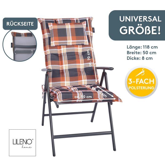 Hochlehnerauflage 1er Set MARBELLA - Gartenstuhl Auflage, bequeme Sitzauflage für Gartenmöbel, Stuhlkissen