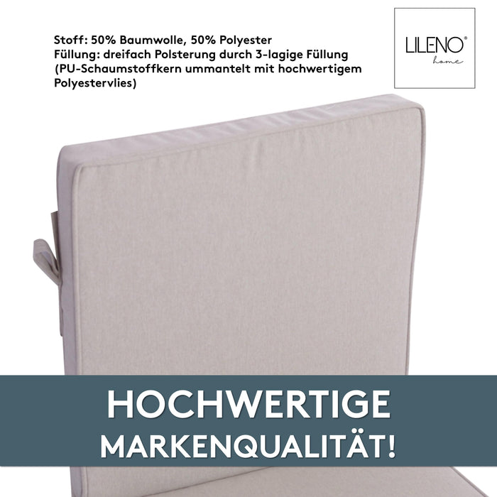 Niedriglehnerauflage 2er Set DUBAI - Gartenstuhl Auflage, bequeme Sitzauflage für Gartenmöbel, Stuhlkissen