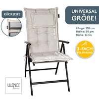 Hochlehnerauflage 1er Set MARBELLA - Gartenstuhl Auflage, bequeme Sitzauflage für Gartenmöbel, Stuhlkissen