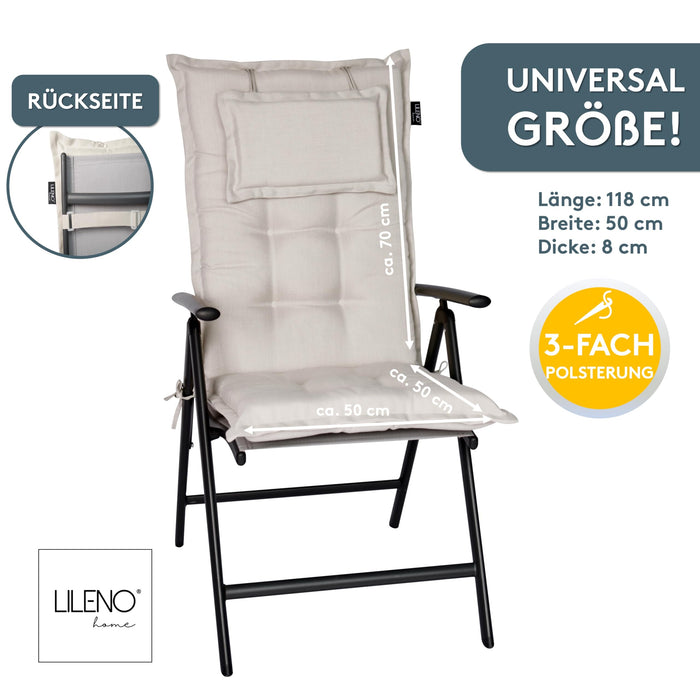 Hochlehnerauflage 1er Set MARBELLA - Gartenstuhl Auflage, bequeme Sitzauflage für Gartenmöbel, Stuhlkissen