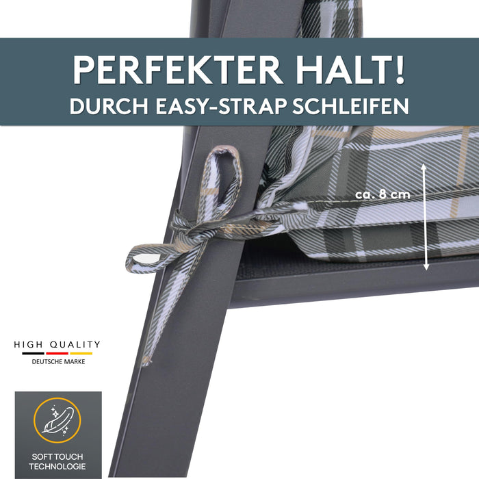 Niedriglehnerauflage 1er Set MARBELLA - Gartenstuhl Auflage, bequeme Sitzauflage für Gartenmöbel, Stuhlkissen