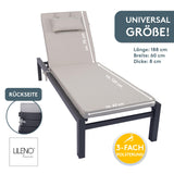 Liegenauflage mit Kopfkissen MARBELLA perfekt für Strandliegen, Sonnenliege Auflage, Gartenliege Auflage