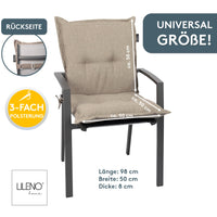 Niedriglehnerauflage 1er Set MARBELLA - Gartenstuhl Auflage, bequeme Sitzauflage für Gartenmöbel, Stuhlkissen