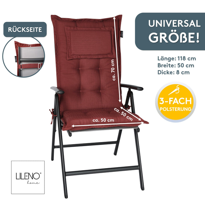 Hochlehnerauflage 1er Set MARBELLA - Gartenstuhl Auflage, bequeme Sitzauflage für Gartenmöbel, Stuhlkissen