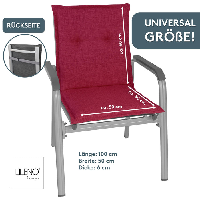 Niedriglehnerauflage 2er Set FLORENCE TINO - Gartenstuhl Auflage, bequeme Sitzauflage für Gartenmöbel, Stuhlkissen