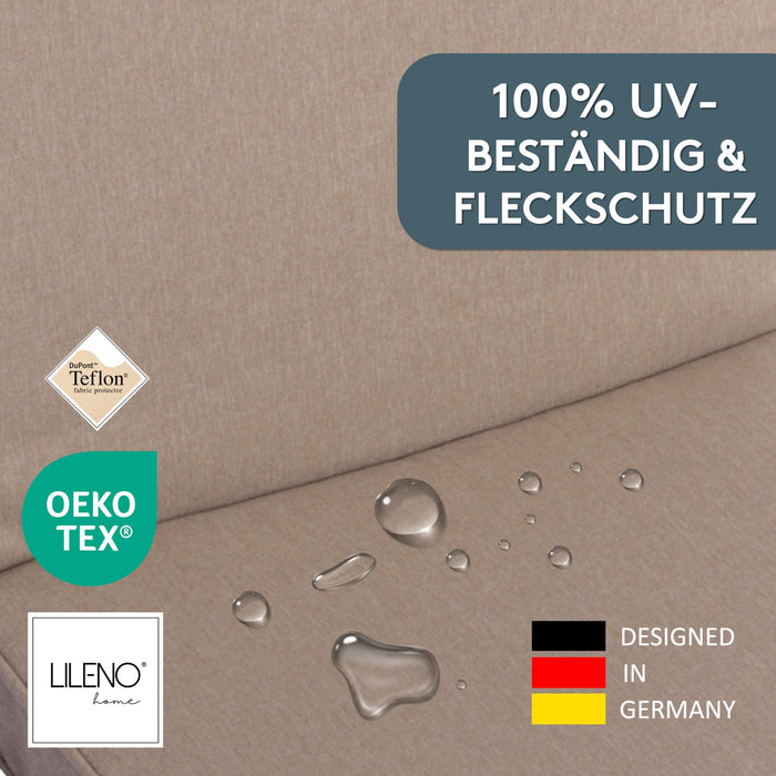 Hochlehnerauflage mit Kopfkissen 2er Set DUBAI - Gartenstuhl Auflage, bequeme Sitzauflage für Gartenmöbel, Stuhlkissen