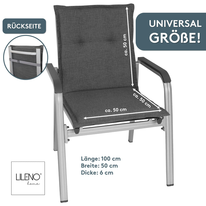 Niedriglehnerauflage 2er Set FLORENCE TINO - Gartenstuhl Auflage, bequeme Sitzauflage für Gartenmöbel, Stuhlkissen