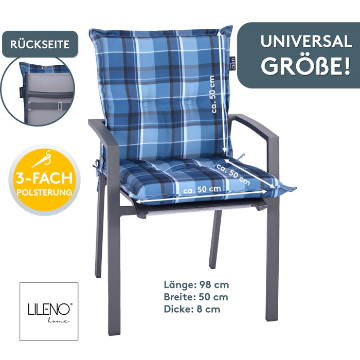 Niedriglehnerauflage 1er Set MARBELLA - Gartenstuhl Auflage, bequeme Sitzauflage für Gartenmöbel, Stuhlkissen