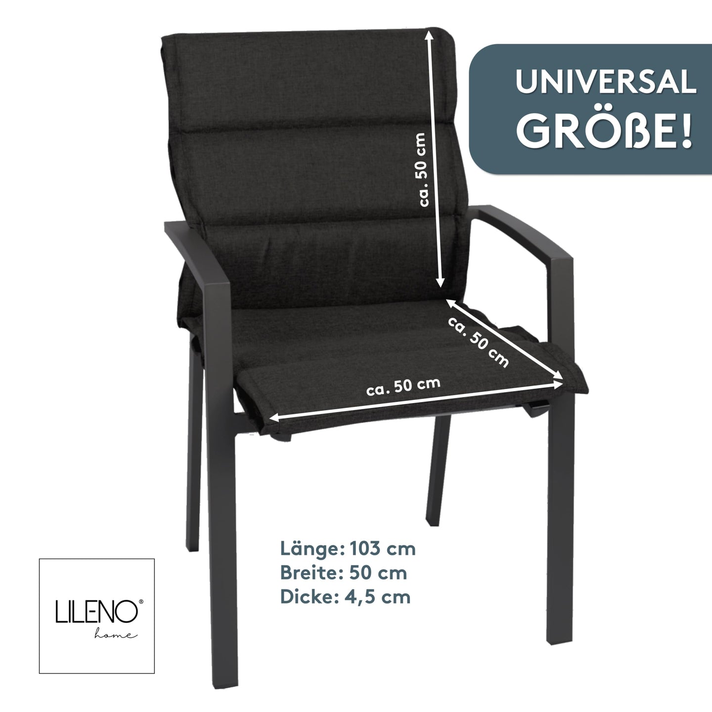 Polsterauflage Niedriglehner 1er Set, bequeme Sitzauflage für Gartenmöbel, Stuhlkissen