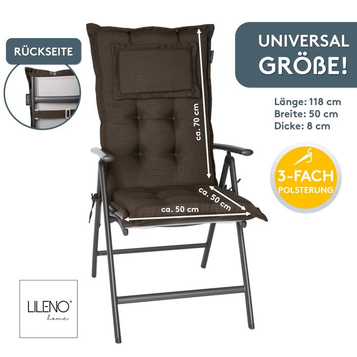 Hochlehnerauflage 1er Set MARBELLA - Gartenstuhl Auflage, bequeme Sitzauflage für Gartenmöbel, Stuhlkissen