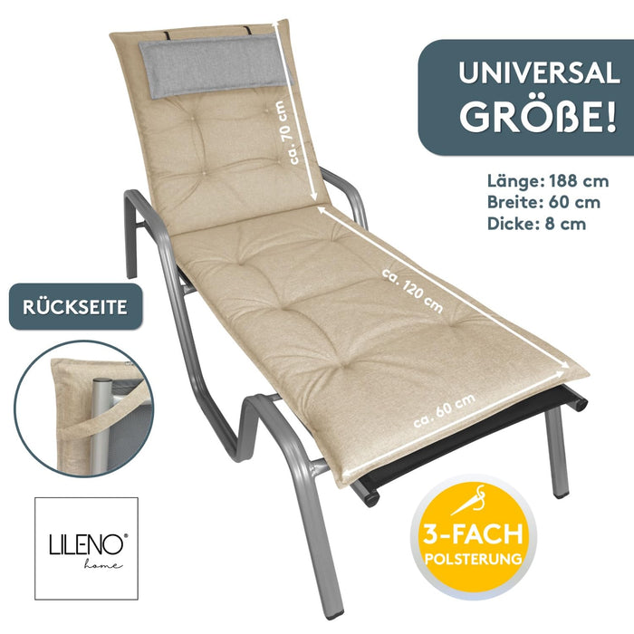 Liegenauflage MARBELLA perfekt für Strandliegen, Sonnenliege Auflage, Gartenliege Auflage